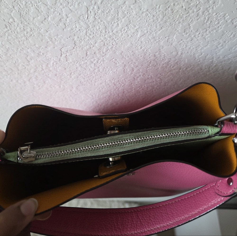 Coach Pink Leather Shoulder Bucket Bag Purse - Picture 9 of 13